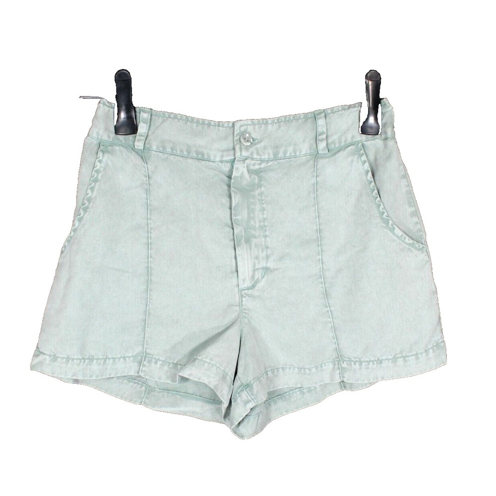 NWT YOUNG FABULOUS & BROKE YFB Soft TENCEL Green HIGH-WAIST Trouser Shorts Sz M